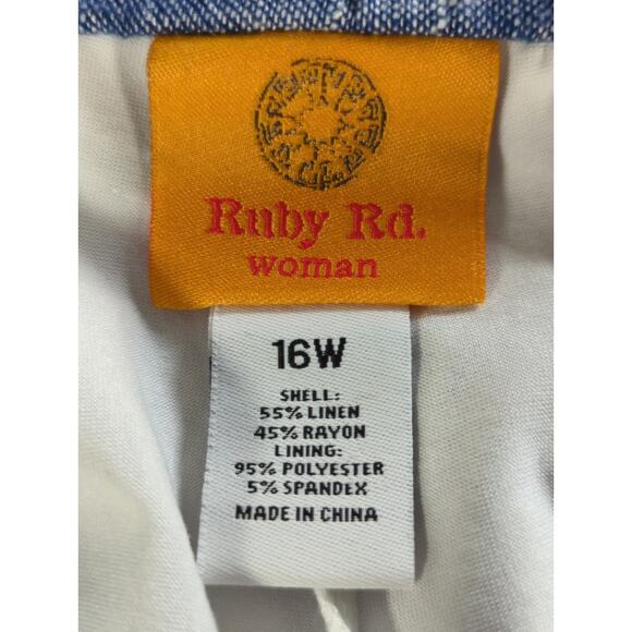 Ruby Rd Woman Skort 16W Striped Linen Blend Pull On Lined Stretch Plus Size - Picture 2 of 9